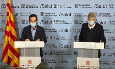 El secretari general de Salut, Marc Ramentol, i el secretari de Salut Pública, Josep Maria Argimon, en roda de premsa.