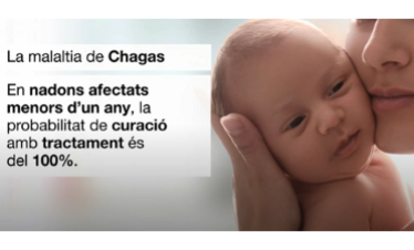Una mare sosté un nadó. Missatge sobreimprès: 
