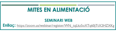 Cartell del webinar Mites en alimentació