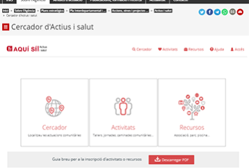 Captura de pantalla de la pàgina d'accés al cercador 