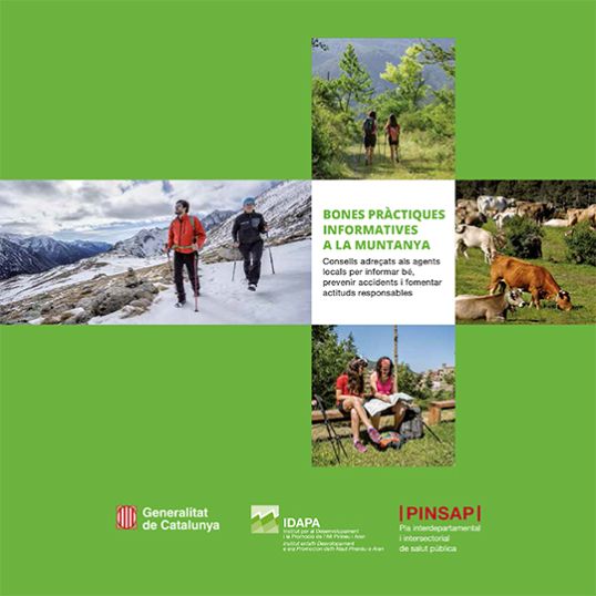 Portada de la guia de bones pràctiques informatives a la muntanya